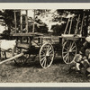 View of wagon and team of horses next to rock pile. Southampton, Southampton