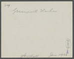 View of Greenport Harbor, showing railroad wharf and houses along shore. Greenport, Southold