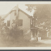 View of store and houses, including Lester Brooks house. 408 Main Street, east side, between Park St. and Bay Ave. Built prior to 1757. Greenport, Southold