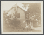 View of store and houses, including Lester Brooks house. 408 Main Street, east side, between Park St. and Bay Ave. Built prior to 1757. Greenport, Southold