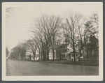 The Huntting's house. On the left are the Presbyterian Chapel/Church and Parsonage. South of David's Lane. East Hampton, East Hampton