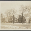 House on the left owned by Jeremiah Mulford (1858), center house owned by Laura Halleck (1924), house on right owned by Gwen Bennett (1924). East side of Main St., south of David's Lane. East Hampton, East Hampton