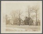 House on the left owned by Jeremiah Mulford (1858), center house owned by Laura Halleck (1924), house on right owned by Gwen Bennett (1924). East side of Main St., south of David's Lane. East Hampton, East Hampton