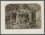 View of kitchen fireplace in John Howard Payne house. Photograph of 1871 print. East Hampton, East Hampton