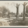 John Howard Payne's house. Gustave H. Buck formerly owned. Windmill in background. St. Luke's Episcopal Church on right. East side Main Street, south of Dunemere Lane. East Hampton, East Hampton