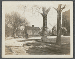 John Howard Payne's house. Gustave H. Buck formerly owned. Windmill in background. St. Luke's Episcopal Church on right. East side Main Street, south of Dunemere Lane. East Hampton, East Hampton