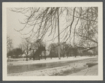 Mulford house on left, Payne house on right and St. Luke's Episcopal church center. East side Main Street, south of Dunemere Lane. East Hampton, East Hampton