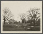 Mulford house on left, Payne's house and windmill next, St. Luke's Episcopal Church and church house. East side Main Street, south of Dunemere Lane. East Hampton, East Hampton