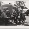 Talking it over. Sarasota trailer park, Sarasota, Florida.