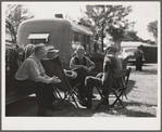 Talking it over. Sarasota trailer park, Sarasota, Florida.