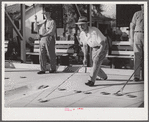 Guests at Sarasota trailer park, Sarasota, Florida, playing shuffleboard.