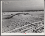 Sand dunes and water in gulf along highway near Pensacola, Florida.