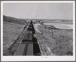 Freight train going west from Minot, North Dakota, across the plains.