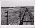 Freight train going west from Minot, North Dakota, across the plains.