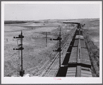 Freight train going west from Minot, North Dakota, across the plains.