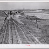 Freight train going west from Minot, North Dakota, across the plains.