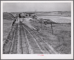 Freight train going west from Minot, North Dakota, across the plains.