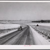 Highway and wheat fields near Minot, North Dakota.