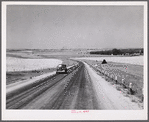 Highway and wheat fields near Minot, North Dakota.