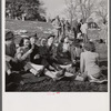 Spectators picnicking before the Point-to-Point Cup race of the Maryland Hunt Club. Worthington Valley, near Glyndon, Maryland.
