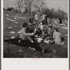 Spectators picnicking before the Point-to-Point Cup race of the Maryland Hunt Club. Worthington Valley, near Glyndon, Maryland.