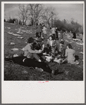 Spectators picnicking before the Point-to-Point Cup race of the Maryland Hunt Club. Worthington Valley, near Glyndon, Maryland.