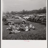 Spectators picnicking before the Point to Point Cup race of the Maryland Hunt Club. Worthington Valley, near Glyndon, Maryland.