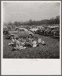 Spectators picnicking before the Point to Point Cup race of the Maryland Hunt Club. Worthington Valley, near Glyndon, Maryland.