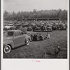 Spectators picnicking before the Point to Point Cup race of the Maryland Hunt Club. Worthington Valley, near Glyndon, Maryland.