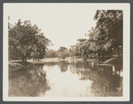 Photo of Town Pond and burial gound (oldest burial ground). Main Street. East Hampton, East Hampton