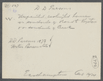 D.D. Parsons house (1873). Later Foster Parsons. South side of Road to Kingstown and on south side of creek (Acabonack). East Hampton, East Hampton