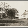 Mrs. King's house (1873). Former District School No. 9 on right, opended 1670 (now a church). North side Wainscott Street. Wainscott, East Hampton 