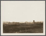 View of Montauk Depot from hill on west side of Fort Pond. Montauk, East Hampton