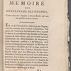 Mémoire sur l'esclavage des Negres