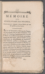 Mémoire sur l'esclavage des Negres