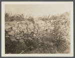 Cellar foundation of first house. House erected by S. Hughes (1702), burnt down (1908). Montauk, East Hampton
