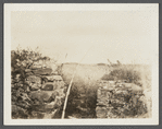 Cellar foundation of first house. House erected by S. Hughes (1702), burnt down (1908). Montauk, East Hampton