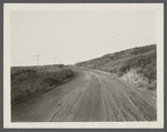 View of Montauk Road looking east to Hither Plain, one mile west of Life Savings Station. Montauk, East Hampton