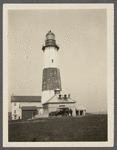 Montauk Light. Erected 1795. Stands 160 feet above the sea level, the tower
itself rises 100 feet from its foundation. Montauk Point. Montauk, East Hampton