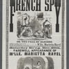 Broadside announcement for Marietta Ravel performing in the pantomime The French Spy at the Academy of Music