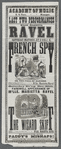 Broadside announcement for Marietta Ravel performing in the pantomime The French Spy at the Academy of Music
