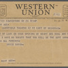 Telegram to Ruby Dee from Ossie Davis dated July 28, 1946