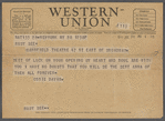Telegram to Ruby Dee from Ossie Davis dated July 28, 1946