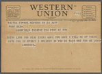 Telegram to Ruby Dee from Ossie Davis dated July 28, 1946