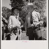 "Junior" Spear with a friend at stockmen's picnic and barbecue. Spear's Siding, Wyola, Montana.