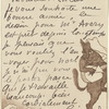 Letter from Guerard to Lucas, on paper with design by Guerard