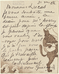 Letter from Guerard to Lucas, on paper with design by Guerard