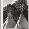 Teepee or lodge of Indians at Crow fair. Crow Agency, Montana.