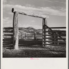 Gate and fence of corral at Quarter Circle U, Brewster-Arnold Ranch Company. Birney, Montana.