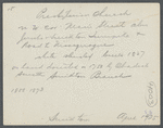 Presbyterian Church. BuiIt 1827 on land donated in 1750 by O. Smith. Northwest corner Main Street alias Jericho and Smithtown Turnpike and Road to Nissequogue. Smithtown Branch, Smithtown